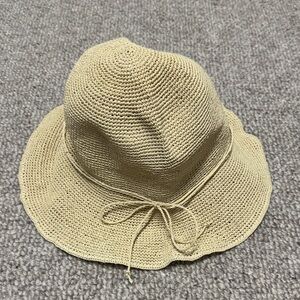 Beige Knit Sun Hat